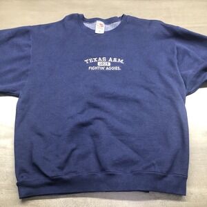 Vintage 90's Embroidered Texas A&M 1876 Fightin' Aggies Blue Pullover Sweater L